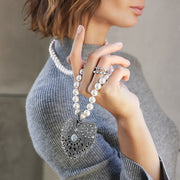Brighton Mumtaz Pearl Heart Long Necklace (SLV)