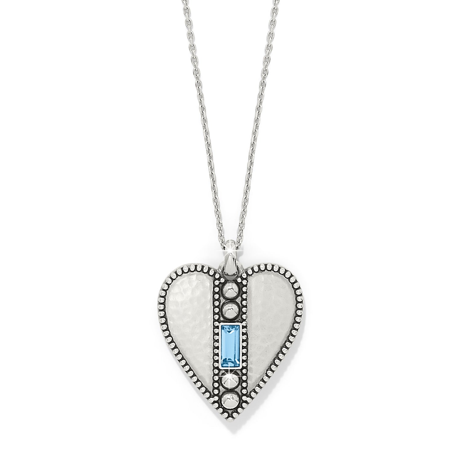Brighton Pretty Tough Aqua Gem Heart Necklace (SLV)
