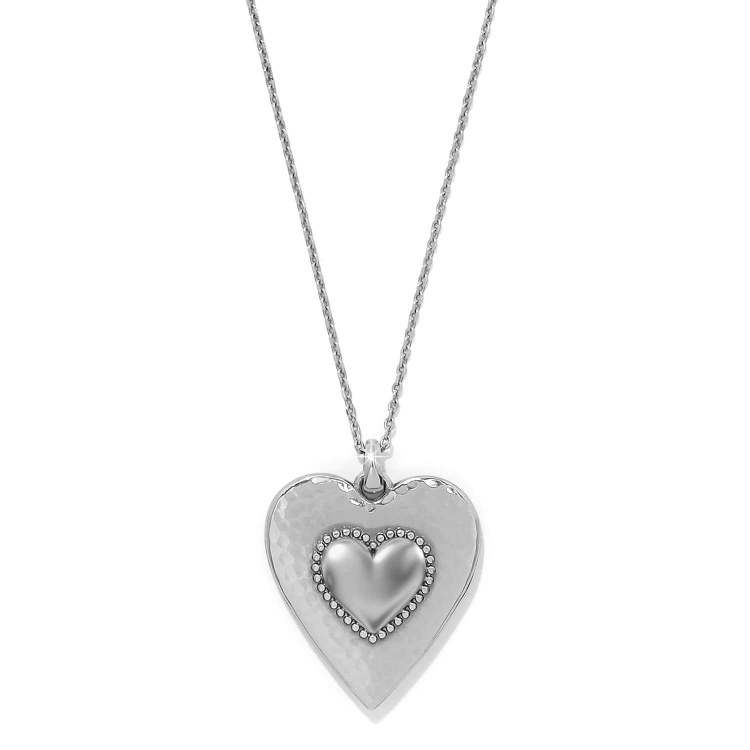 Brighton Pretty Tough Aqua Gem Heart Necklace (SLV)