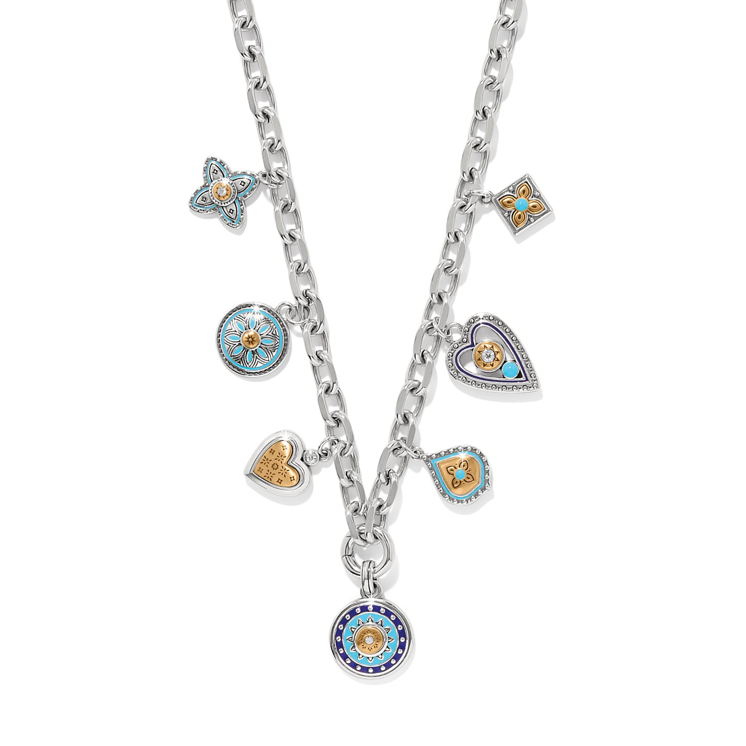 Brighton Mosaic Cerrillos Charm Necklace (SLV/GLD/TUR)