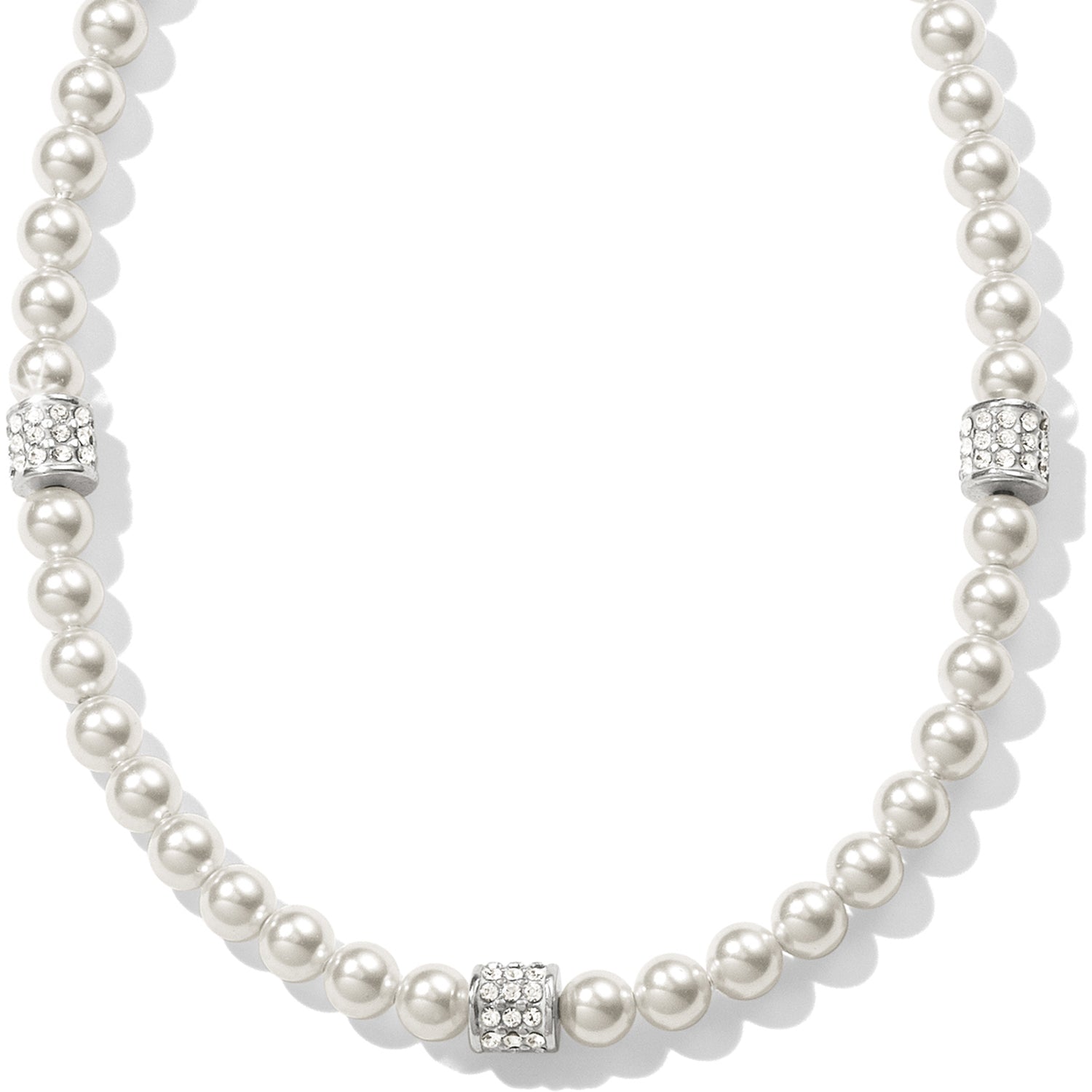 Brighton Meridian Petite Pearl Station Necklace (SLV/CRSTL)