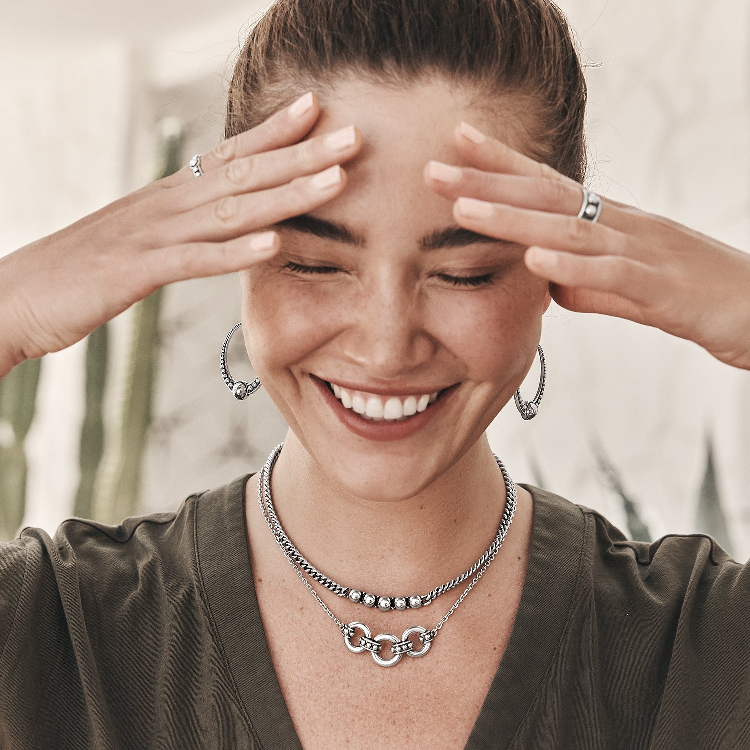 Brighton Pretty Tough Stud Trio Necklace (SLV)
