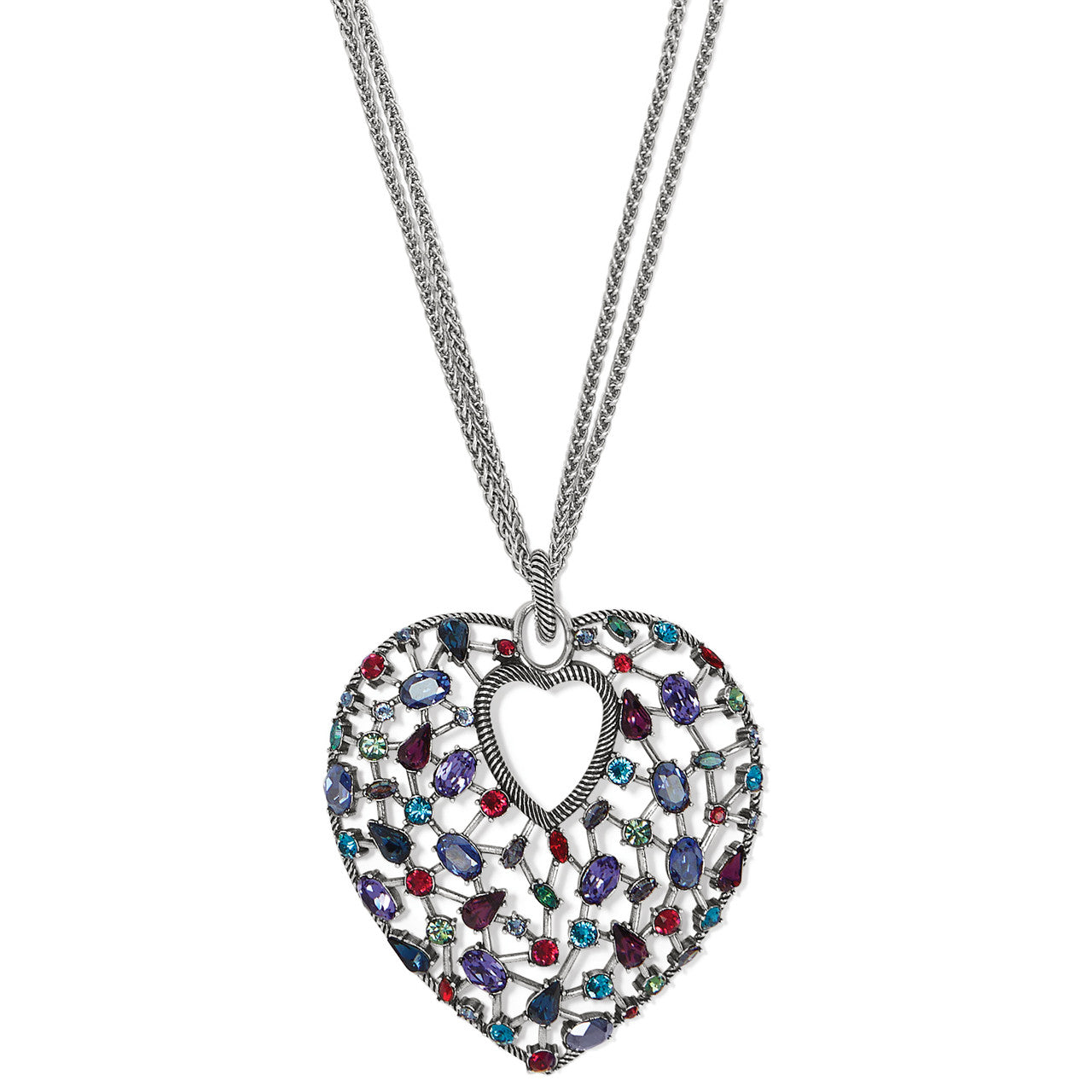 Brighton One Love Crystal Jewels Heart Convertible Necklace  (JM7492)