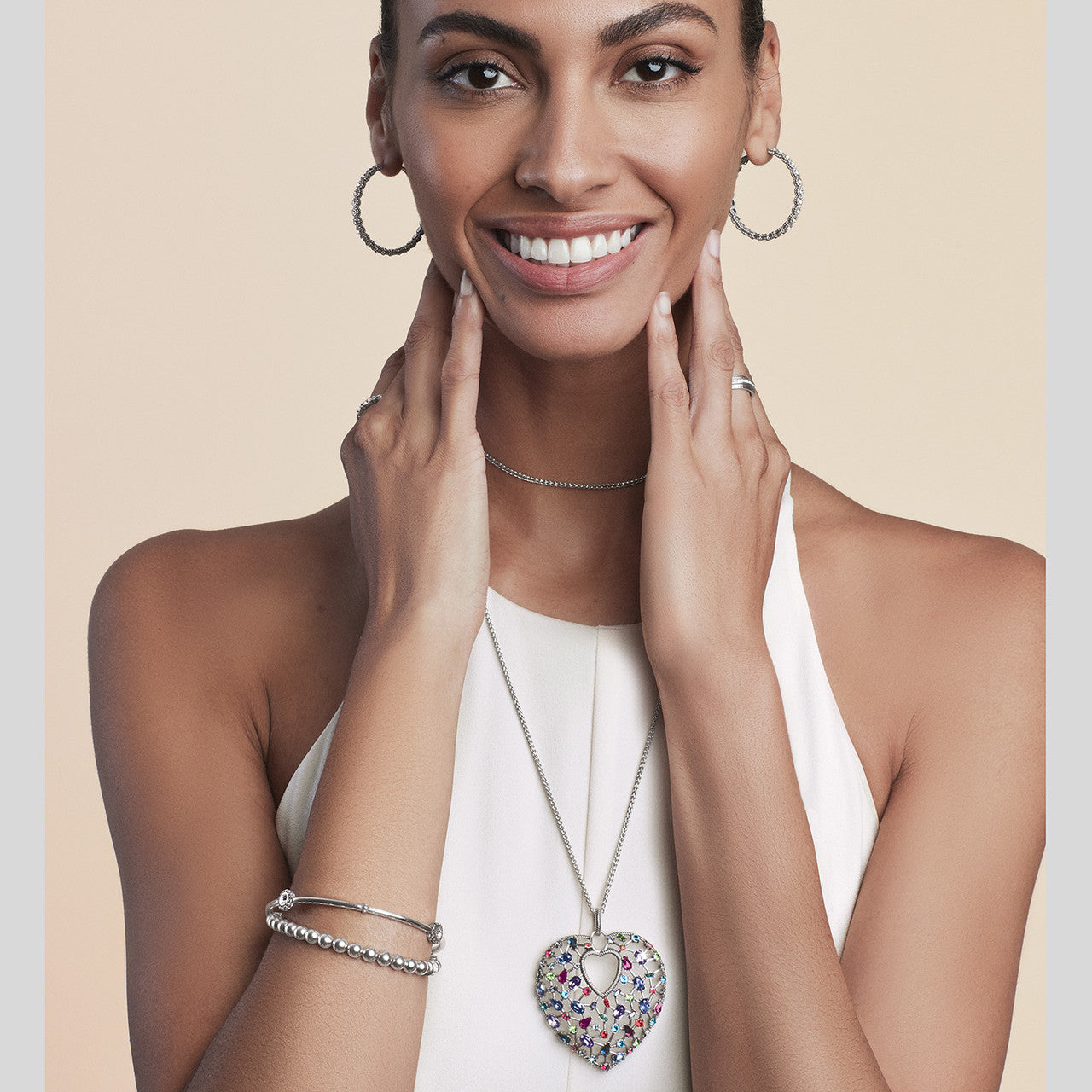 Brighton One Love Crystal Jewels Heart Convertible Necklace  (JM7492)