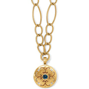 Brighton Versailles Saturn Brushed Gold & Stone Reversible Necklace