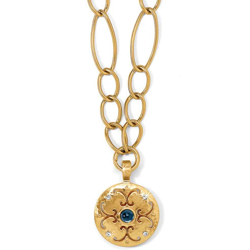 Brighton Versailles Saturn Brushed Gold & Stone Reversible Necklace