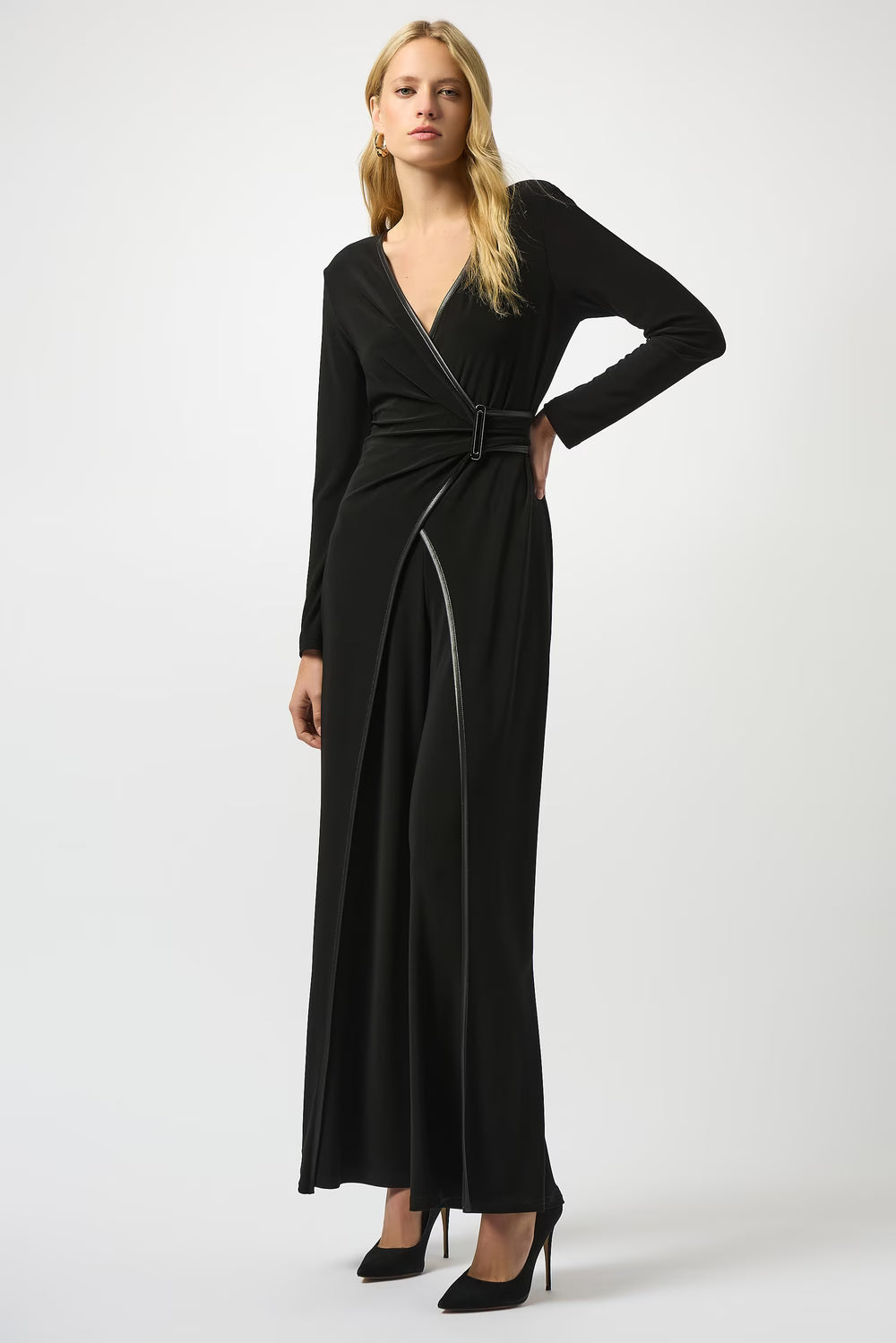 Joseph Ribkoff V-neck  Jumpsuit (253249)(Black)