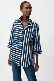 Joseph Ribkoff Stripe Jacket (261267)(Navy White Blue)
