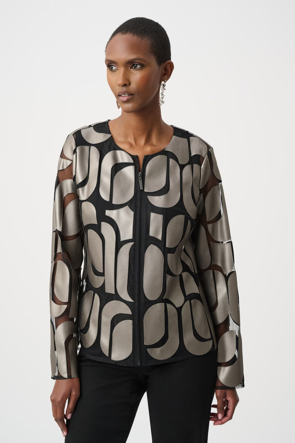 Joseph Ribkoff Chic Abstract Zipper Jacket Style (263964) (Bronze)