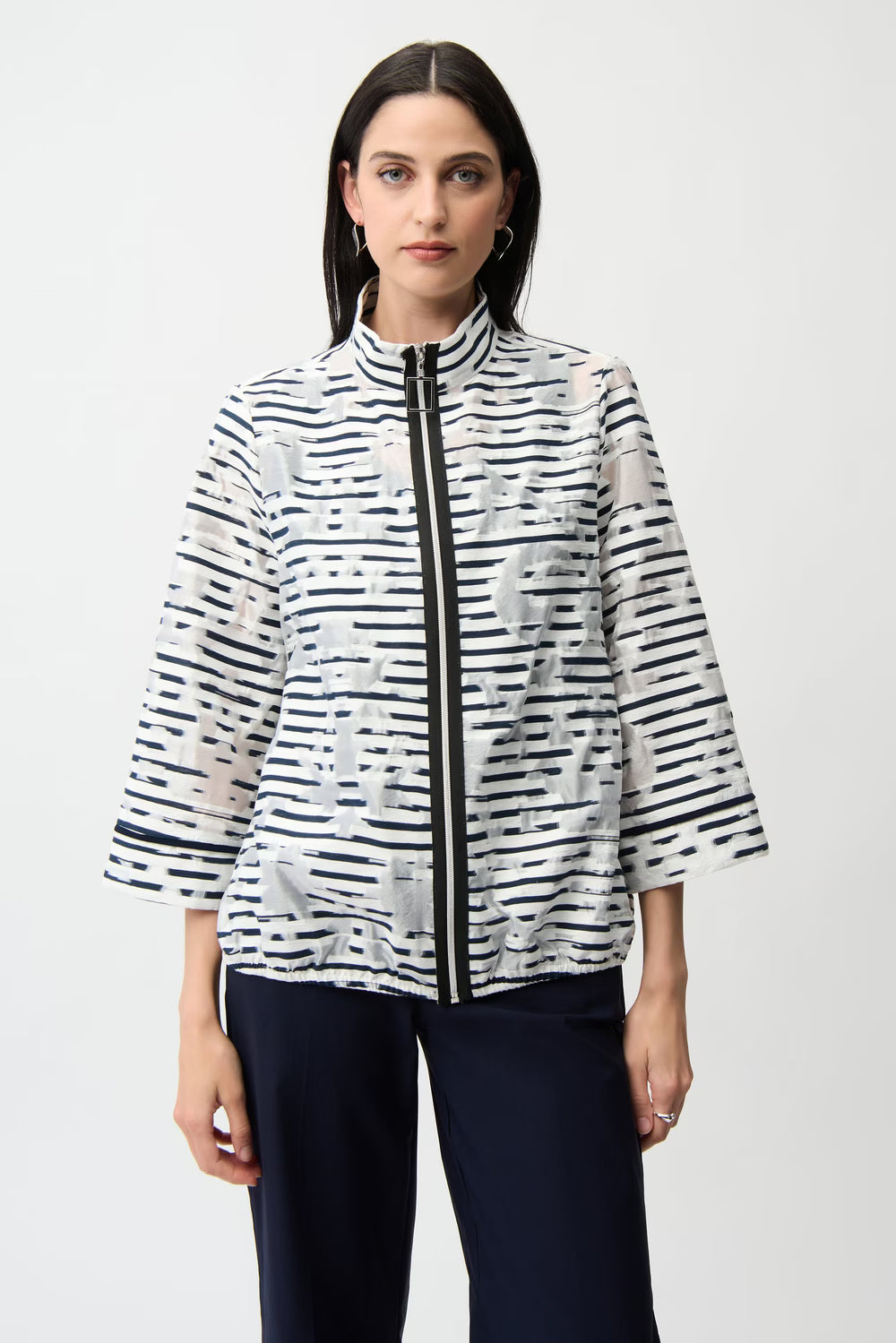 Joseph Ribkoff Stripe Jacket (261094) (Navy Off White )