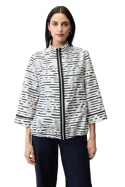 Joseph Ribkoff Stripe Jacket (261094) (Navy Off White )