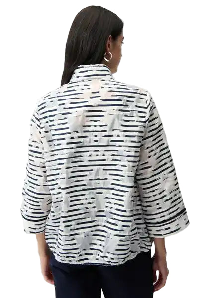 Joseph Ribkoff Stripe Jacket (261094) (Navy Off White )