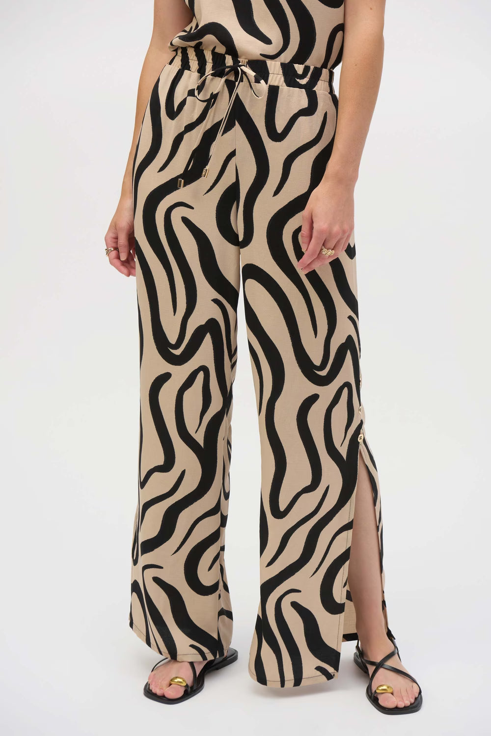 Joseph Ribkoff Relaxed Abstract Pant ( 252178)(Beige/Black)