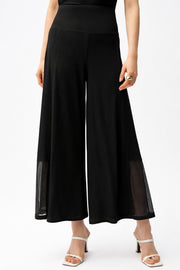 Joseph Ribkoff  Mesh Detail Wide leg Palazzo Pant Top  (261277)(Black)