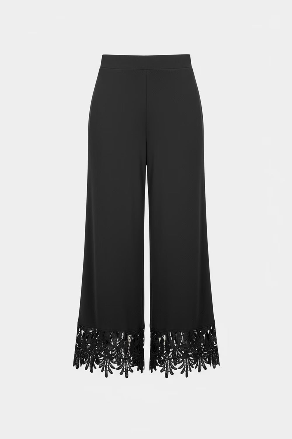 Joseph Ribkoff Wide Leg Crop Pant  With Lace Detail (262095)(Black)
