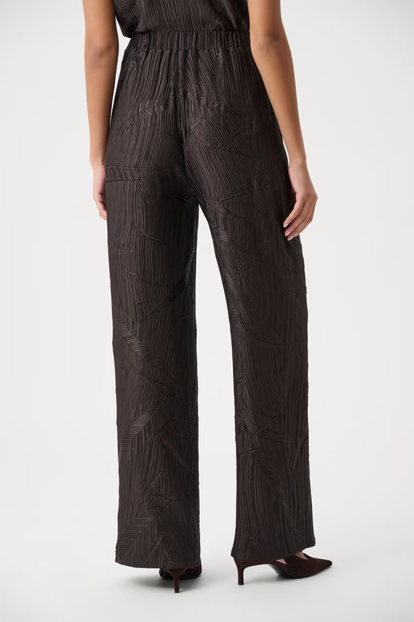Joseph Ribkoff Pleated Satin Pull-on Wide Leg Pant (263052)(Mocha)