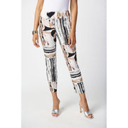 Joseph Ribkoff Abstract Print Slim Fir Crop Pant (241265-2539) WHT/BLK/TAN