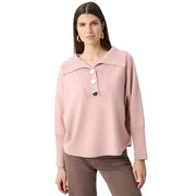 Joseph Ribkoff Loose Fit Button Closure Pullover Sweater (263938)(Soft Blush Melange)