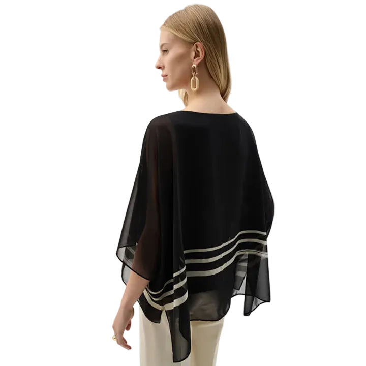 Joseph Ribkoff Tropical Print Poncho Top (262200)(Black Beige)