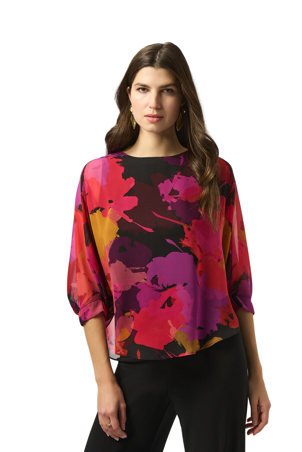 Joseph Ribkoff Pullover Floral Blouse (253257-178)(Black Multi )