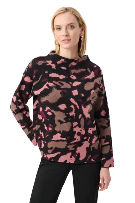 Joseph Ribkoff High Neck Animal-print Pullover (263930)(Black Multi)