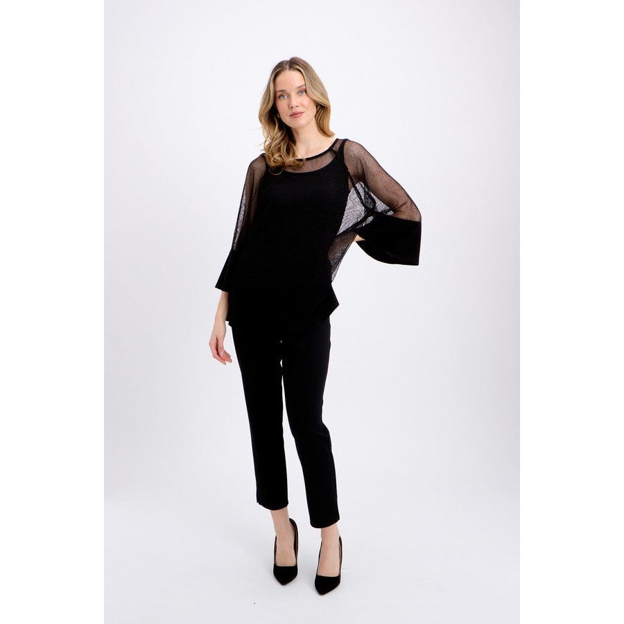 Joseph Ribkoff Dual Fabric Fishnet Tunic (241261-11) BLK