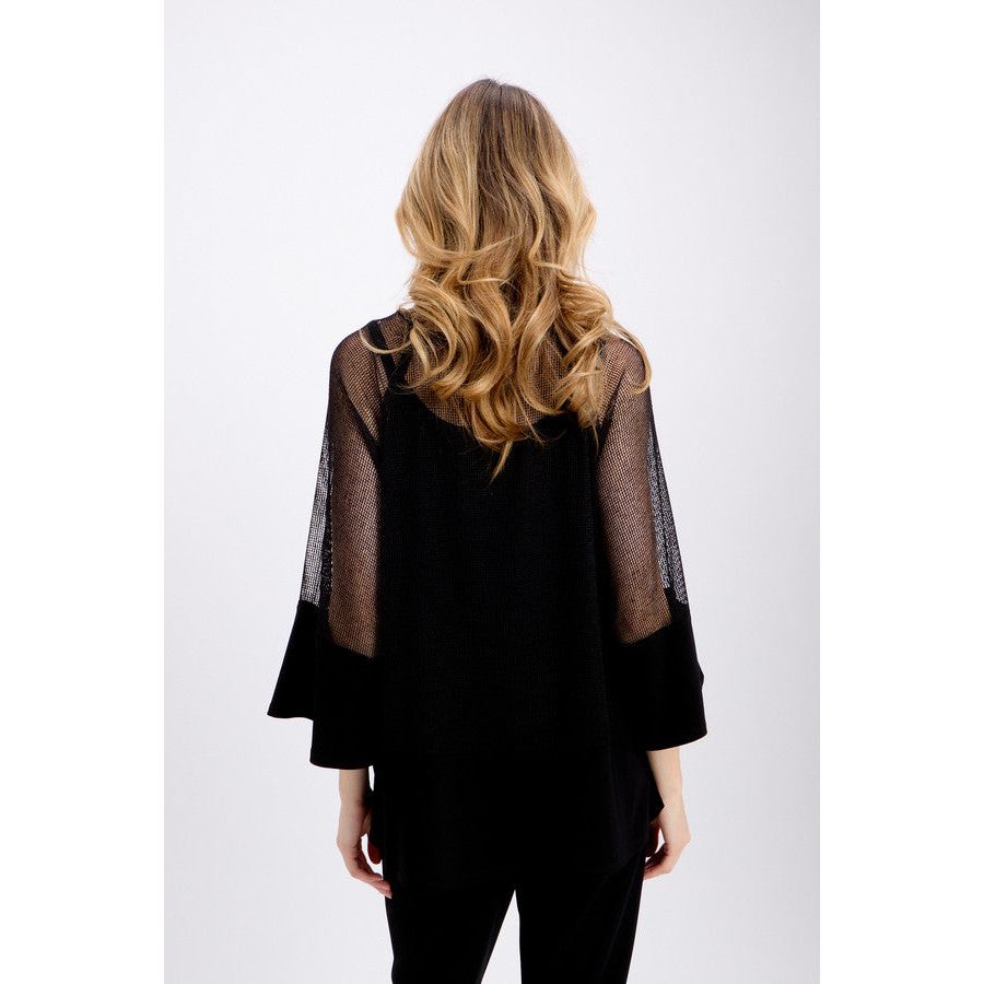 Joseph Ribkoff Dual Fabric Fishnet Tunic (241261-11) BLK