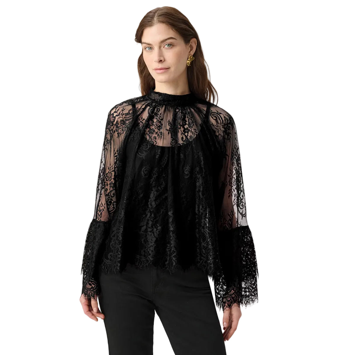 Joseph Ribkoff Lace Bell Sleeve Pullover ( 264098) (Black)