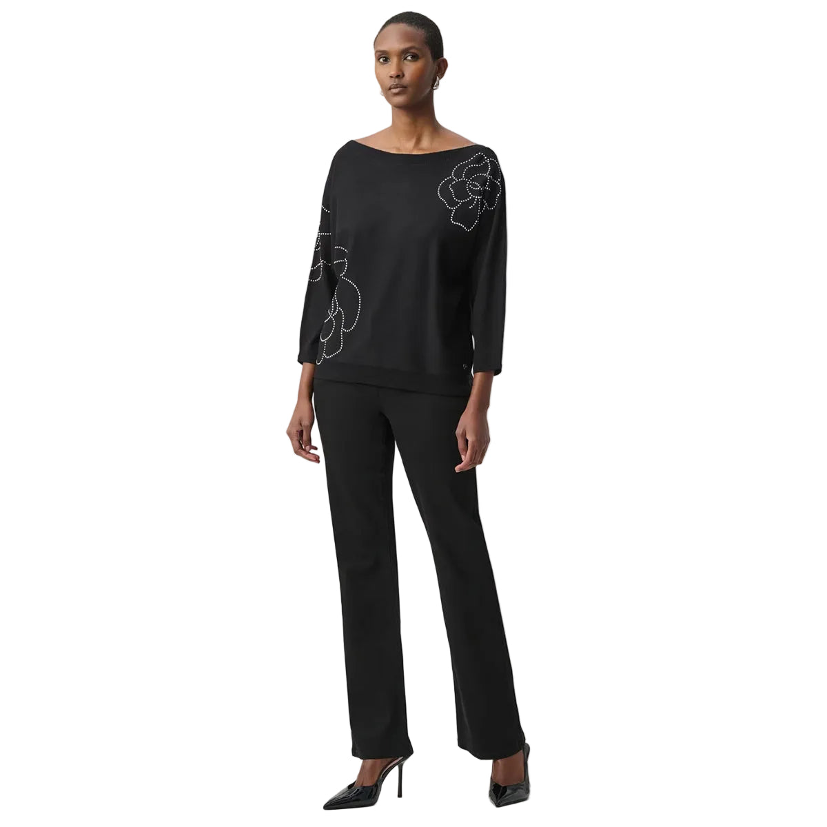 Joseph Ribkoff Floral Embellished Pullover (264957)(Black)