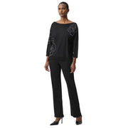 Joseph Ribkoff Floral Embellished Pullover (264957)(Black)