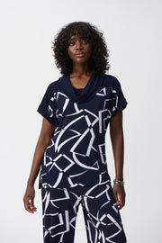 Joseph Ribbkoff Cowl Neck Top (251110)(Midnight Navy) (Multi)