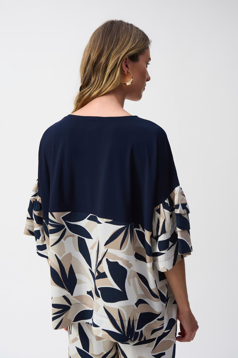 Joseph Ribkoff Silky Knit Tropical Print Top (251073)(Vanilla Multi)