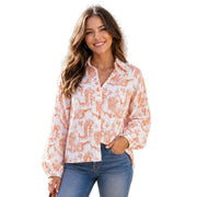 Joy Joy Parisian Garden Crop Blouse (78F4909) (Burnt Orange)