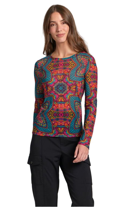 APNY Turquoise Print Mesh Pullover Shirt