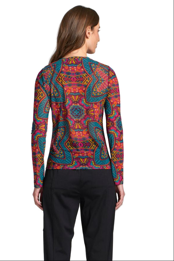 APNY Turquoise Print Mesh Pullover Shirt