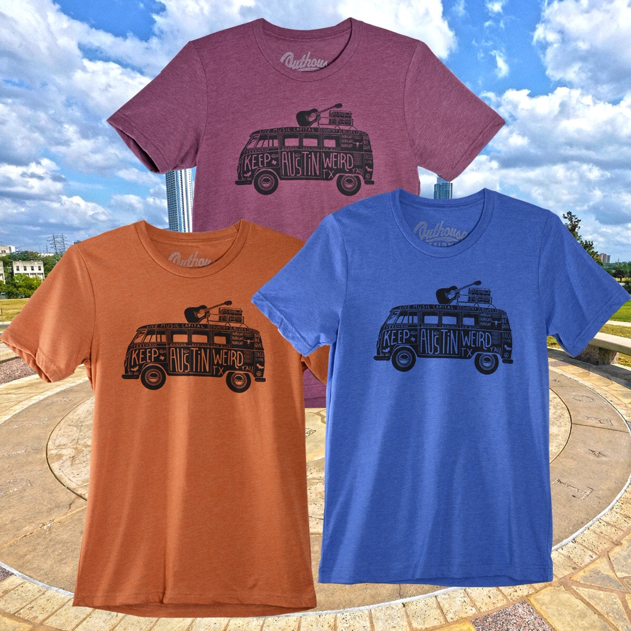 Keep Austin Weird Hippie Van Tee (3 Colors) (5991TSMR)
