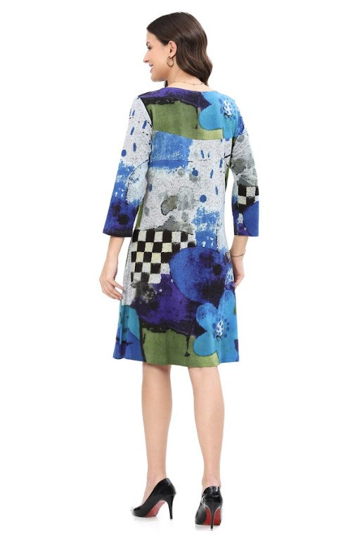 Parsley & Sage Kelsey Blue Multi Print Dress