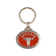 Texas Longhorn Enamel Key Chain Fob (KC10122EO) BO/SLV
