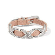 Brighton Kriss Kross Etched Leather Bandit Bracelet (07903H)(Pink Sand Silver)