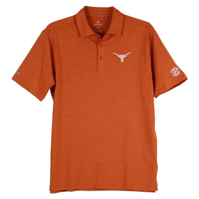 Texas Longhorn Antigua SEC Layout Men's Embroidered Polo