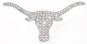 Texas Longhorn Silver Logo Auto Chrome Emblem with Allover Crystals