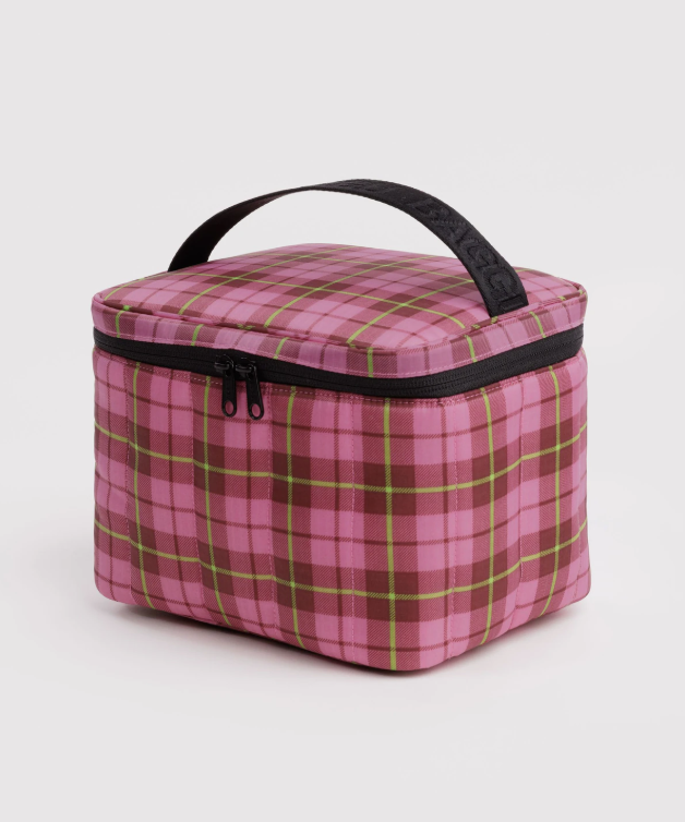 Baggu Puffy Lunch Bag - Azalea Pink Tartan