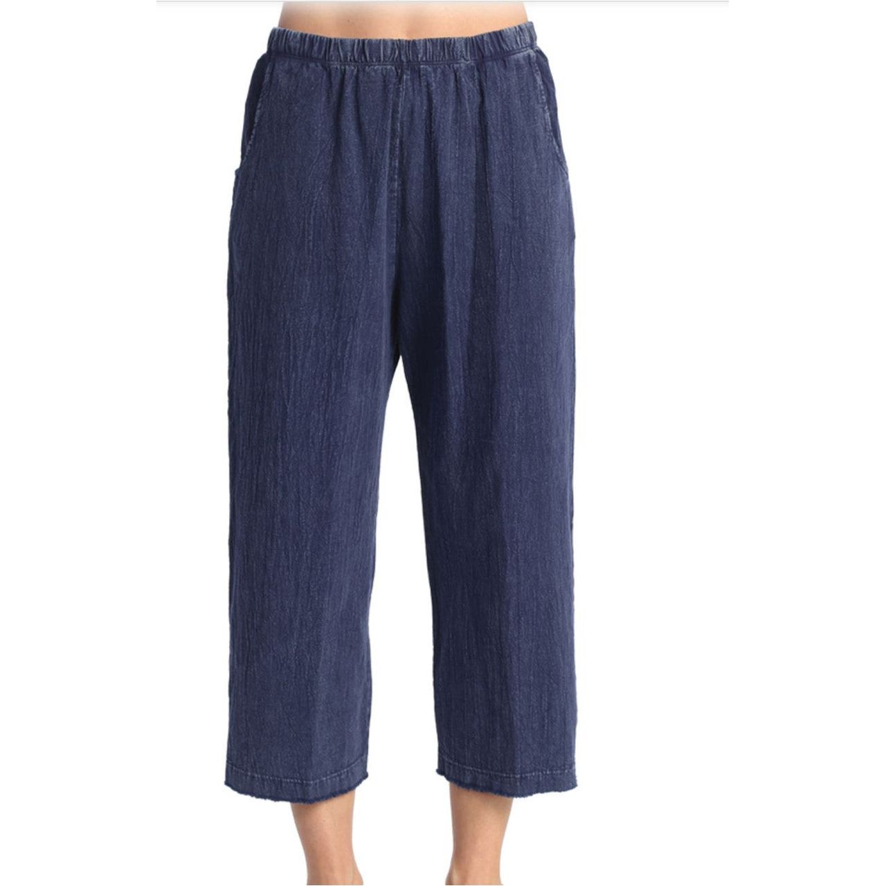 Jess & Jane Mineral Washed Cotton Gauze Crop Pants with Pockets (Multiple Colors) M107