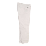 Slimsation Wide Band Pull-On Triple Fringe Hem Ankle Jeans (M13707P) (WHT)
