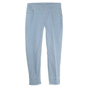 Slimsation Pull-On Wide Band Narrow Pinstripe Triple Fringe Ankle Jeans (M14712PM) (LTDEN)
