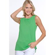Multiples Scoop Neck Solid Green Tank