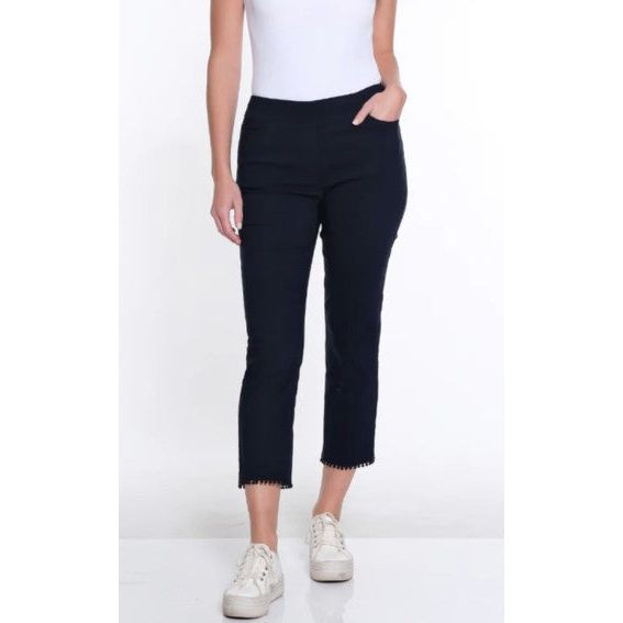 Multiples Petite Pull-On Hem Trim Crop Pants (2 Colors)