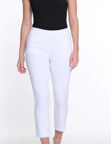Multiples Petite Pull-On Hem Trim Crop Pants (2 Colors)