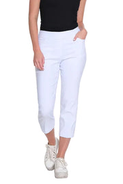 Slimsation Pull On 3 Strap Hem Real Pockets Crop Jeans (M24710PM) (WHT)