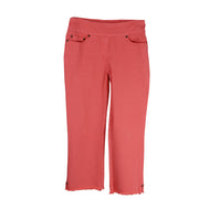 Slimsation Pull-on Fringe Hem  4-way stretch 5-Pocket Crop Pant (M26718PM)(2 Colors)
